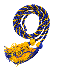 blue and yellow grad cords