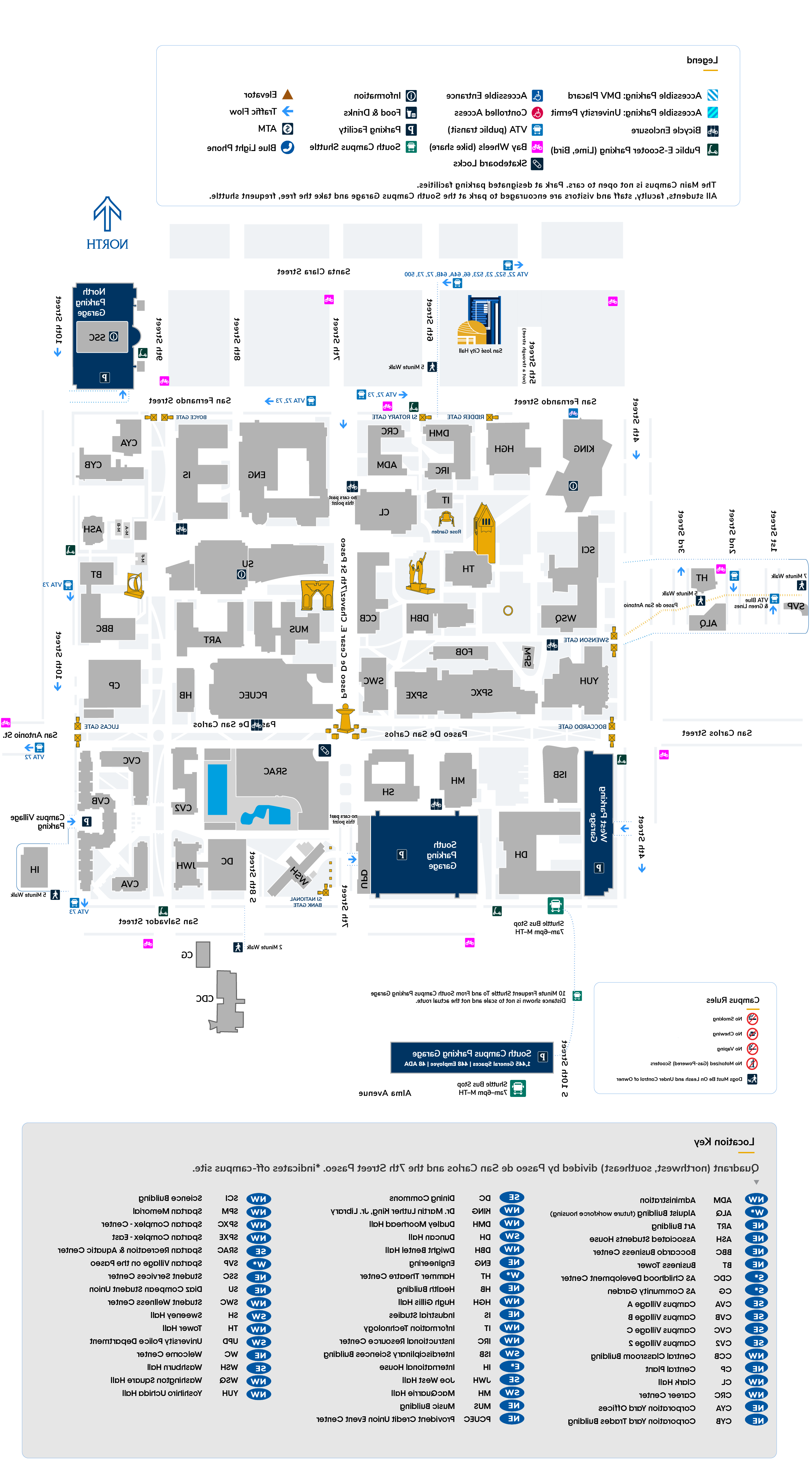 Map of the main San Jose State University campus